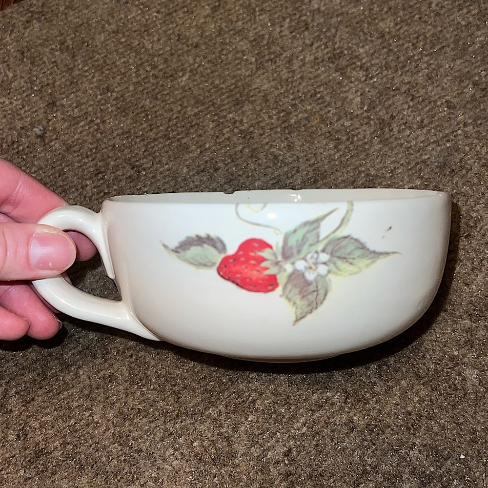 LAST CALL Vintage Handmade Pottery Ceramic Strawberry Vine Mug/ Soup Bowl - Picture 3 of 13
